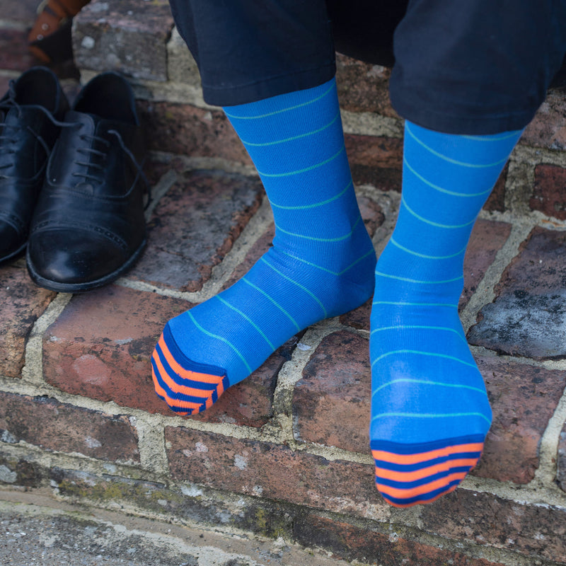 Thin Stripe Men's Socks - Blue