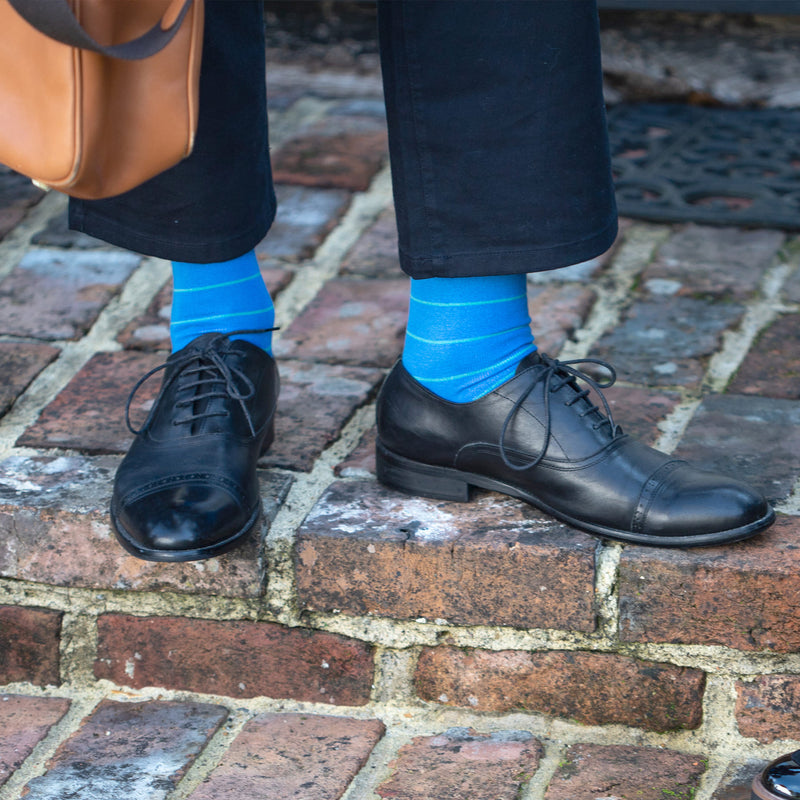 Thin Stripe Men's Socks - Blue