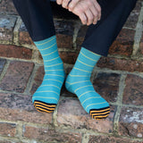 Thin Stripe Men's Socks - Teal