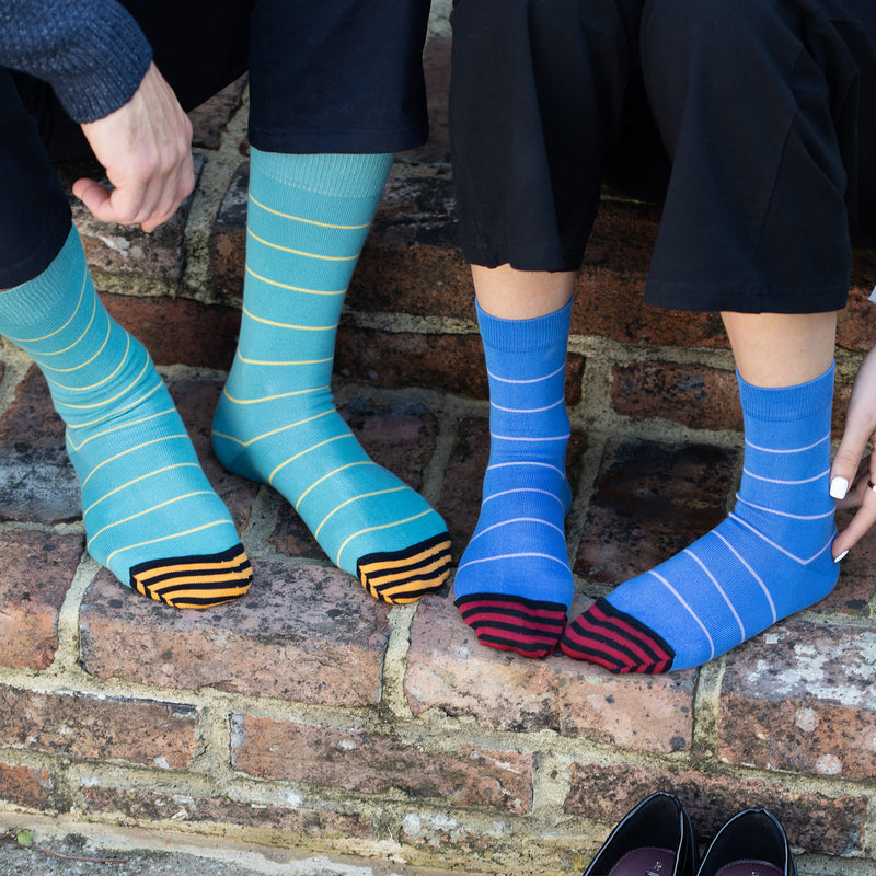 Thin Stripe Men's Socks - Teal