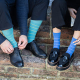 Thin Stripe Men's Socks - Teal