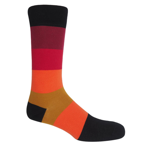 Block Stripe Men's Socks - Volcano