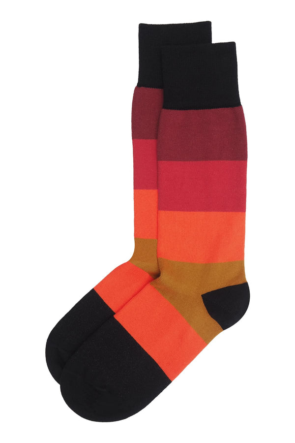 Block Stripe Men's Socks - Volcano