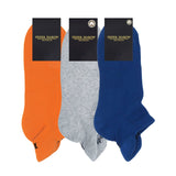 Men’s Organic Trainer Sports Sock 3 Pack – Orange, Grey and Blue