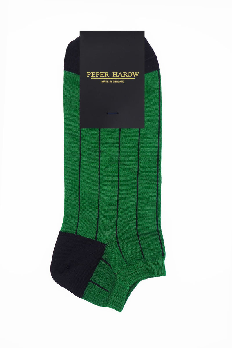 Pin Stripe Men's Trainer Socks - Green