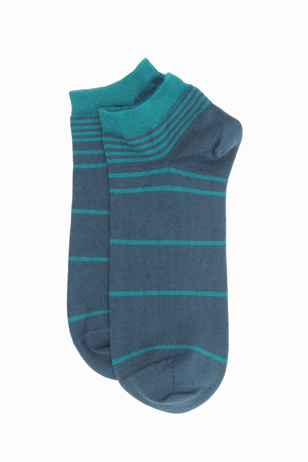 Retro Stripe Men's Trainer Socks - Teal