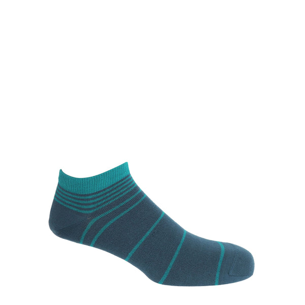 Retro Stripe Men's Trainer Socks - Teal