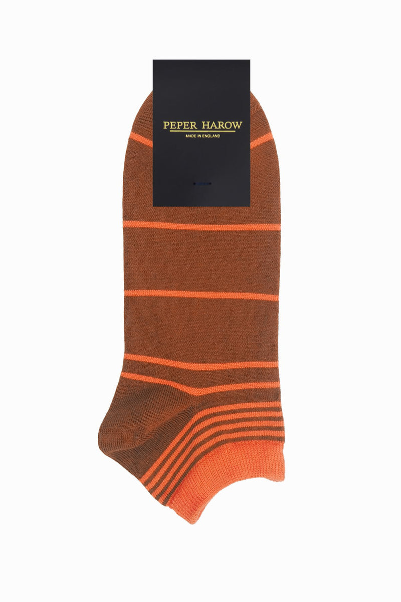 Retro Stripe Men's Trainer Socks - Brown