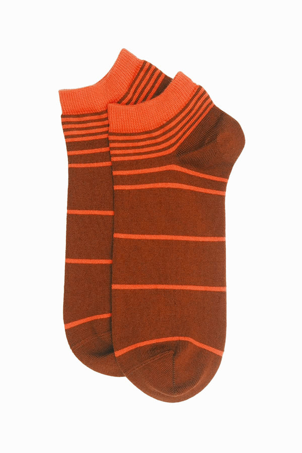 Retro Stripe Men's Trainer Socks - Brown