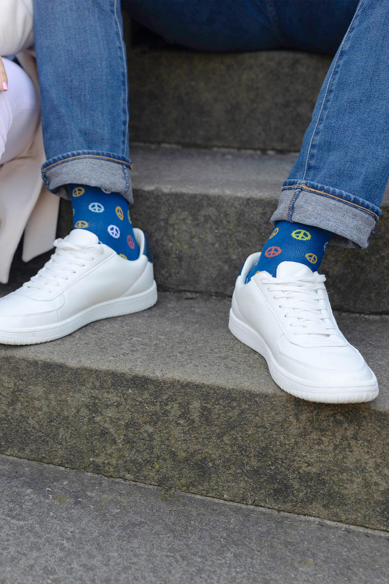 Peace Men's Socks - Blue