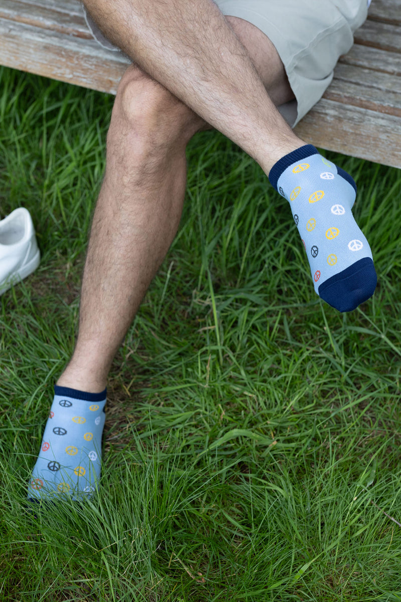 Peace Men's Trainer Socks - Light Blue