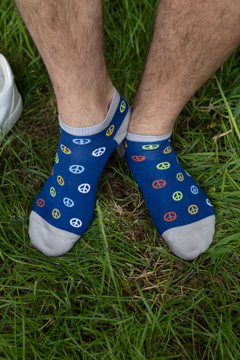 Peace Men's Trainer Socks - Blue