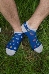 Peace Men's Trainer Socks - Blue