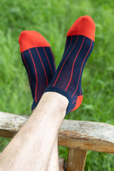 Pin Stripe Men's Trainer Socks - Navy