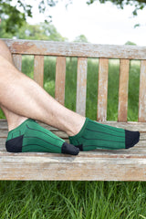 Pin Stripe Men's Trainer Socks - Green