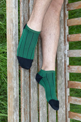 Pin Stripe Men's Trainer Socks - Green