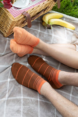 Retro Stripe Men's Trainer Socks - Brown