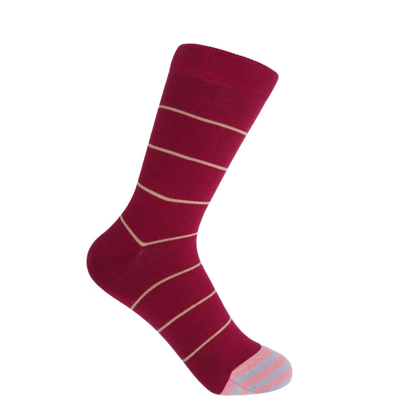 Thin Stripe Women's Socks - Burgundy