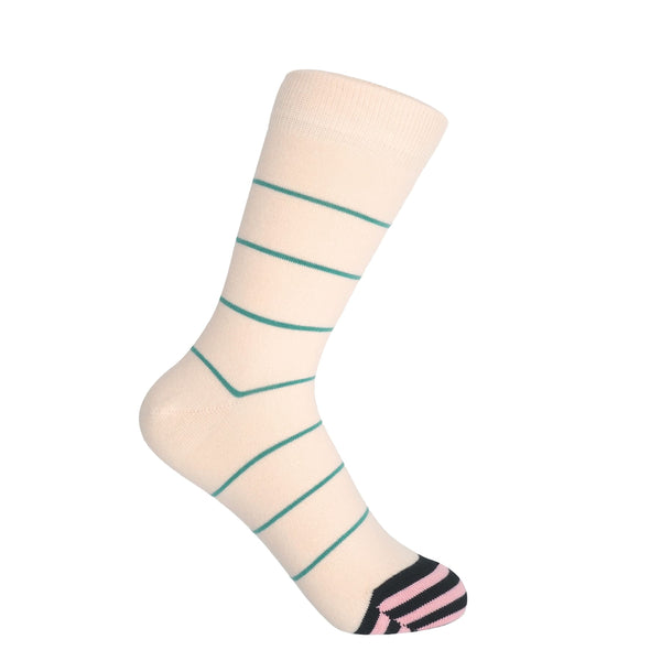 Thin Stripe Women's Socks - Cream