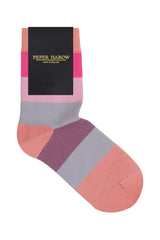 Block Stripe Women's Socks - Peony