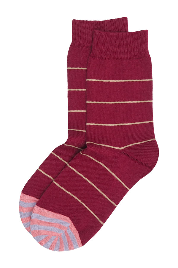 Thin Stripe Women's Socks - Burgundy