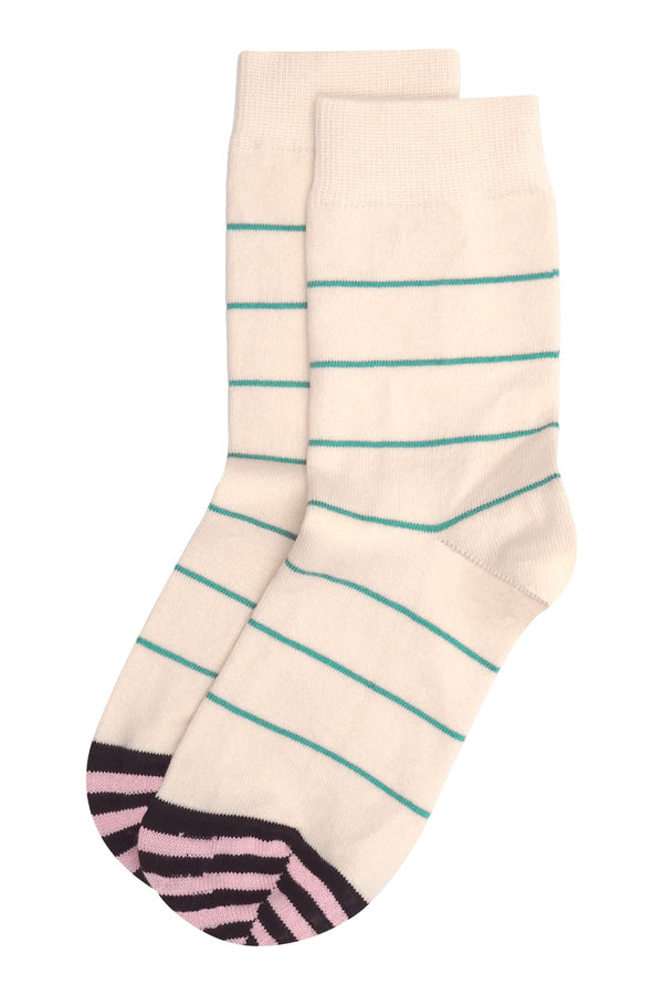 Thin Stripe Women's Socks - Cream