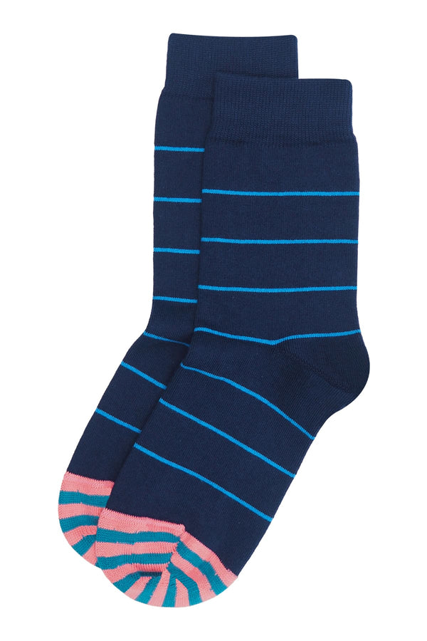 Thin Stripe Women's Socks - Navy