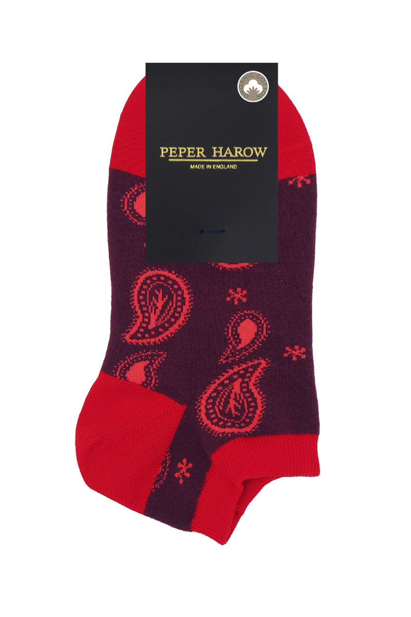 Paisley Women's Trainer Socks - Burgundy