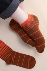 Retro Stripe Men's Trainer Socks - Brown