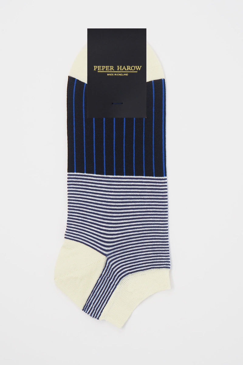 Oxford Stripe Men's Trainer Socks - Black – Peper Harow